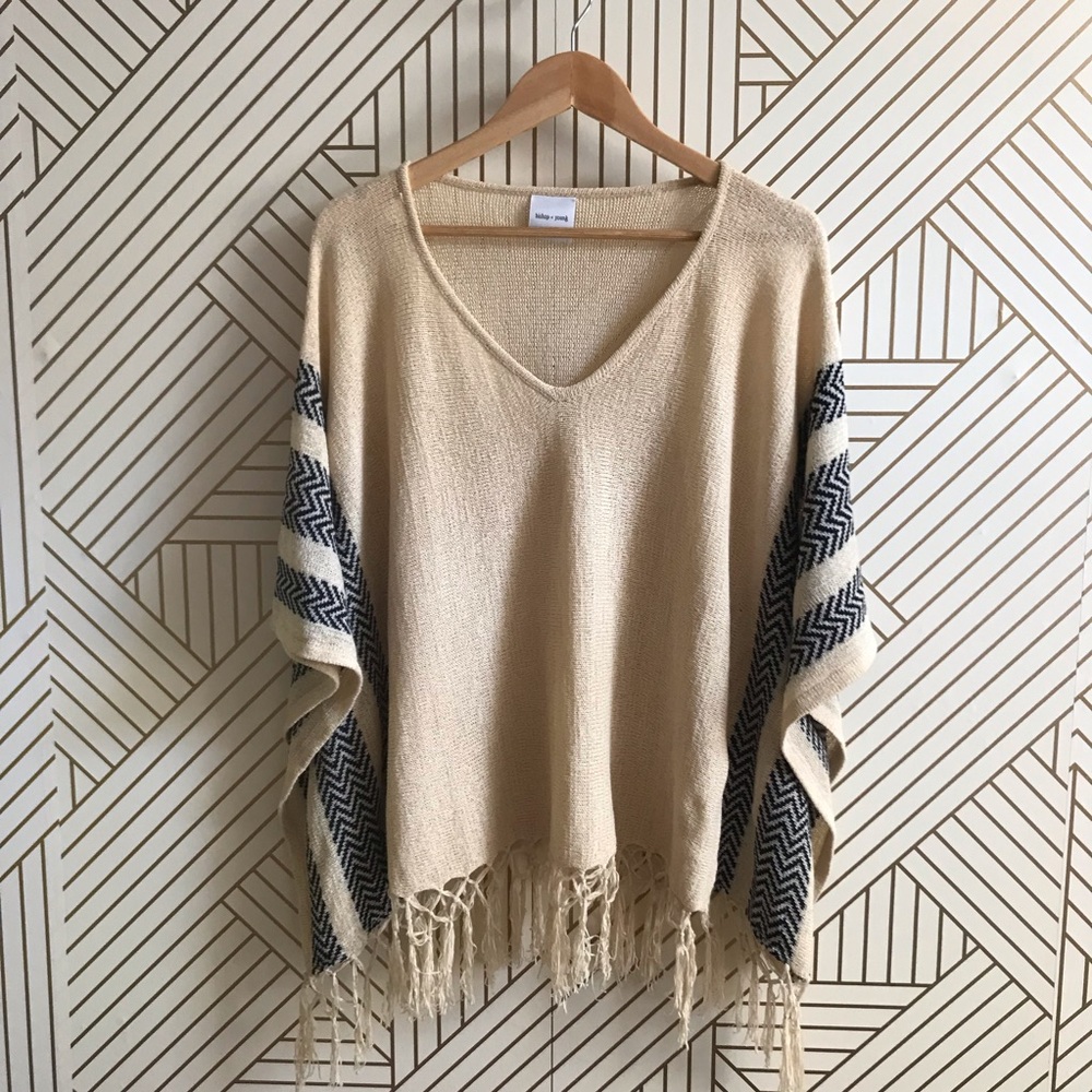 Bishop & young fringe ivory Poncho